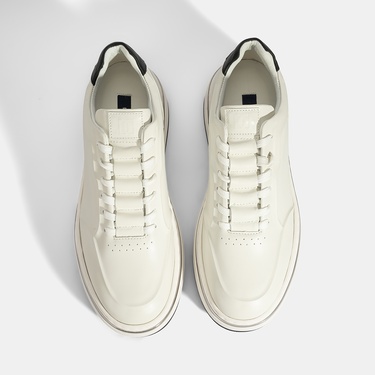  Erkek Beyaz Bağcıklı Deri Spor Ayakkabı