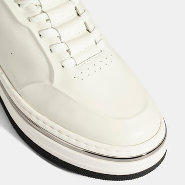  Erkek Beyaz Bağcıklı Deri Spor Ayakkabı