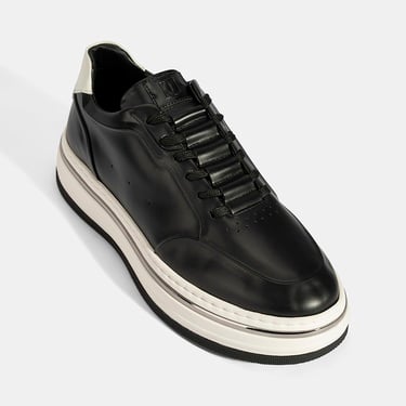  Erkek Siyah Bağcıklı Deri Spor Ayakkabı