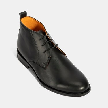  Kadın Turuncu Astar Detaylı Siyah Deri Bot