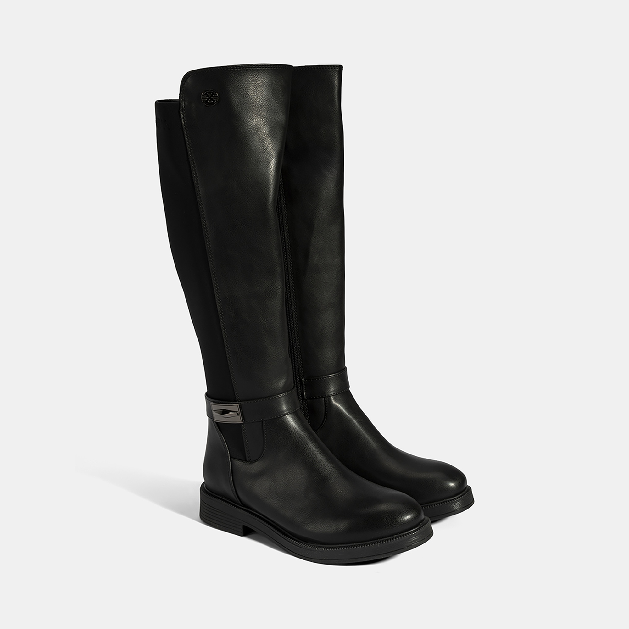 Kadın Siyah Metal Aksesuarlı Stretch Çizme