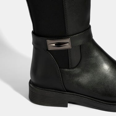  Kadın Siyah Metal Aksesuarlı Stretch Çizme