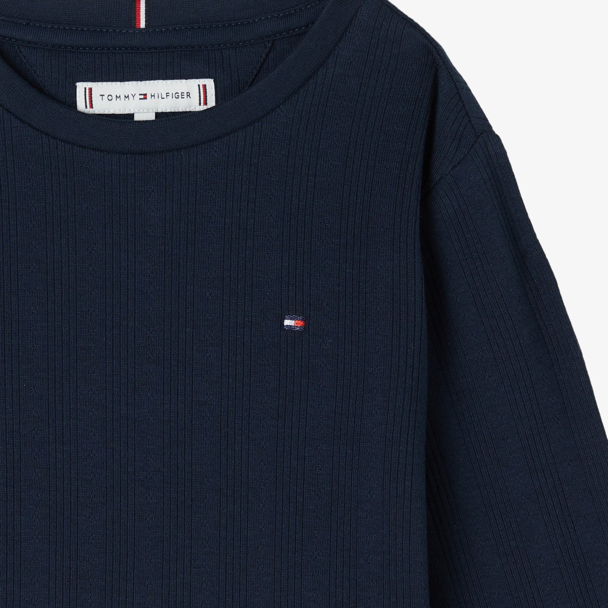 Tommy Hilfiger Pointelle Çocuk Top Lacivert Sweatshirt