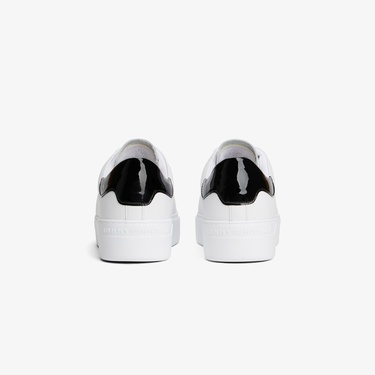  Tommy Hilfiger Platform Cupsole Patent Kadın Beyaz Sneaker