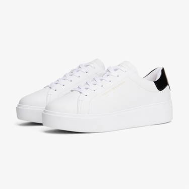  Tommy Hilfiger Platform Cupsole Patent Kadın Beyaz Sneaker