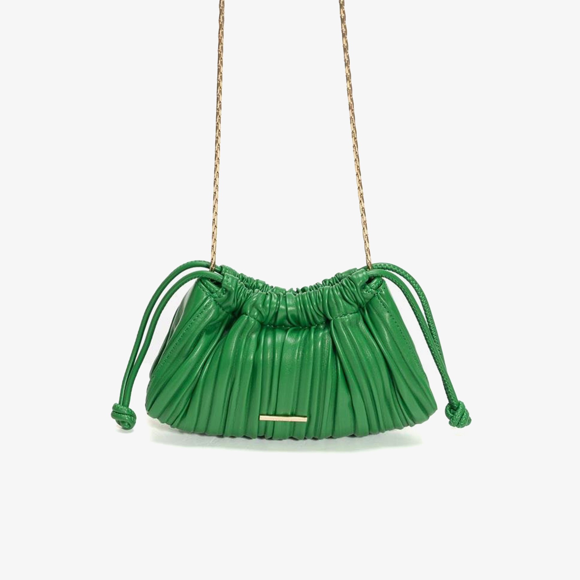 Calvin Klein Drawstring Plisse Mini Kadın Yeşil El Çantası