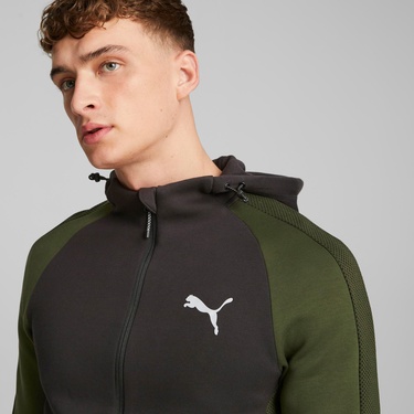  Puma Evostrıpe Full-Zıp Erkek Yeşil Günlük Sweatshirt