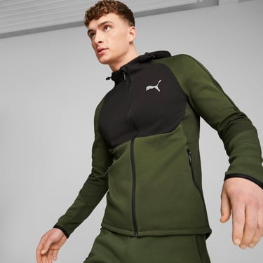  Puma Evostrıpe Full-Zıp Erkek Yeşil Günlük Sweatshirt