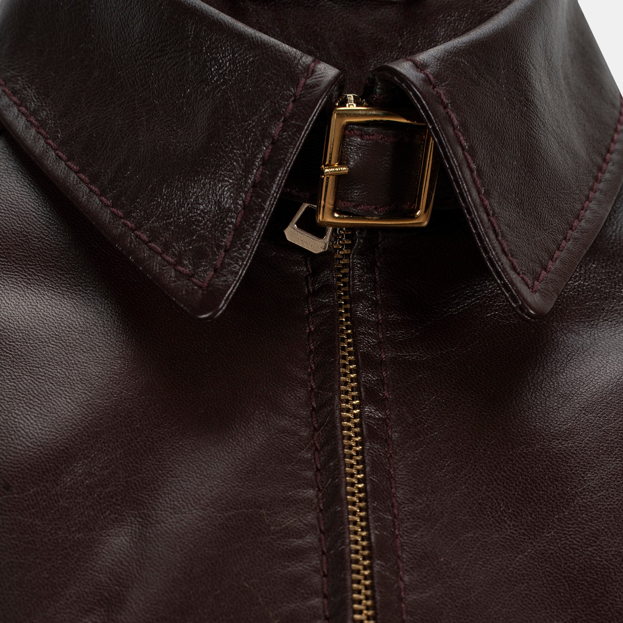 Kadın Bordo Gömlek Yakalı Fit Deri Ceket