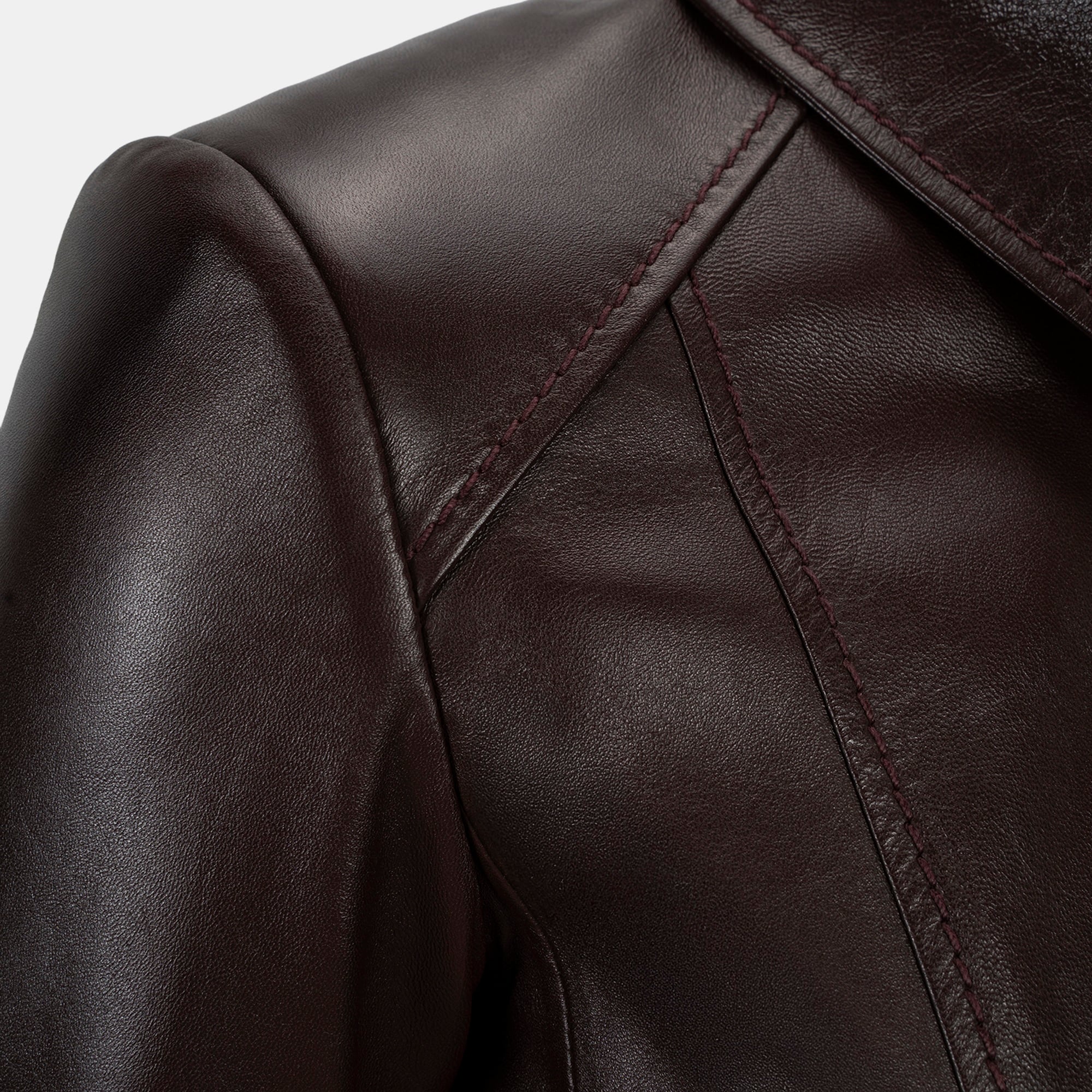 Kadın Bordo Gömlek Yakalı Fit Deri Ceket