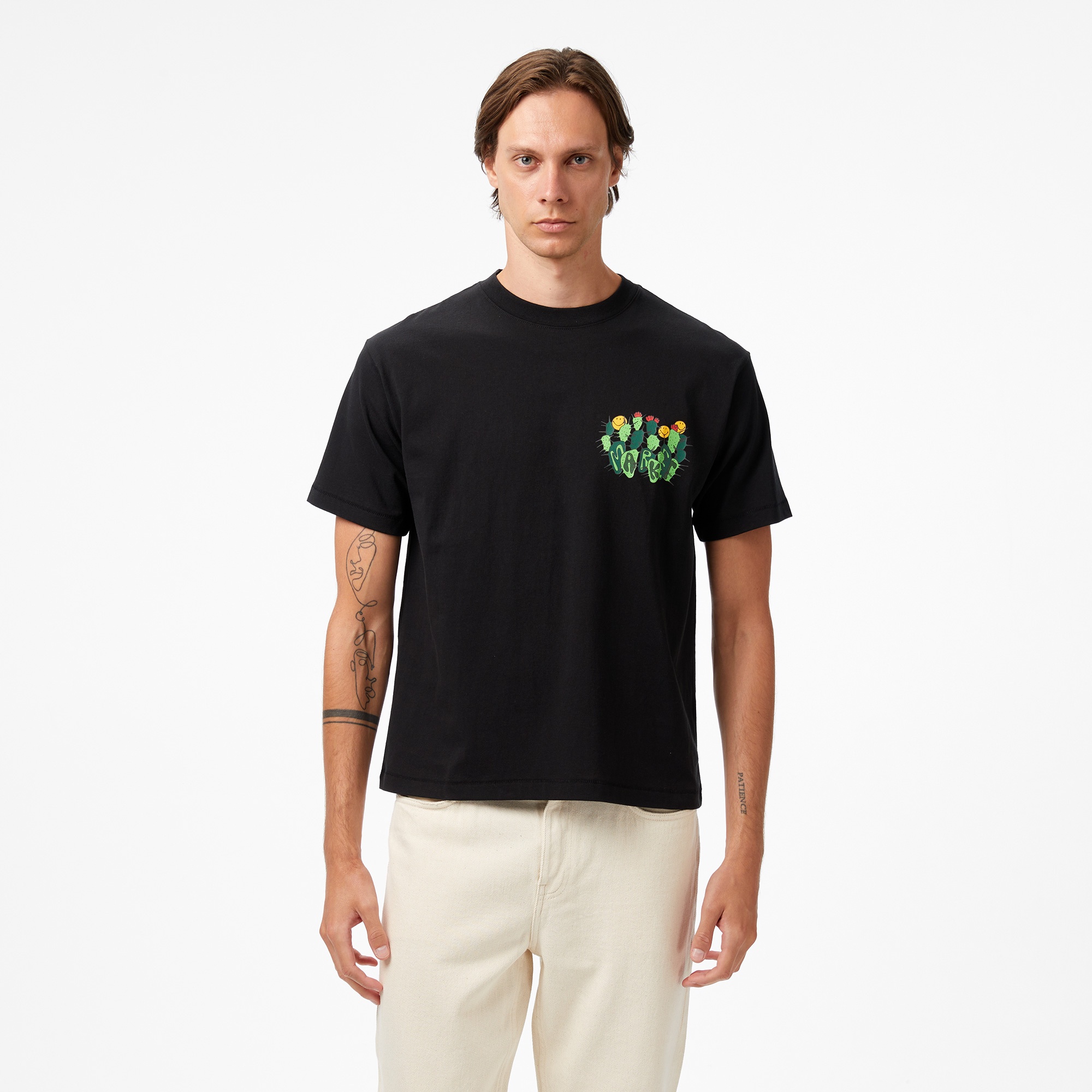 The Market 'Smiley Cactus Cropped' Erkek Siyah T-Shirt
