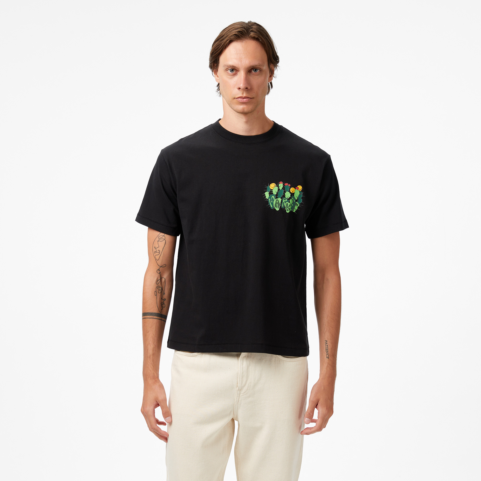  The Market 'Smiley Cactus Cropped' Erkek Siyah T-Shirt