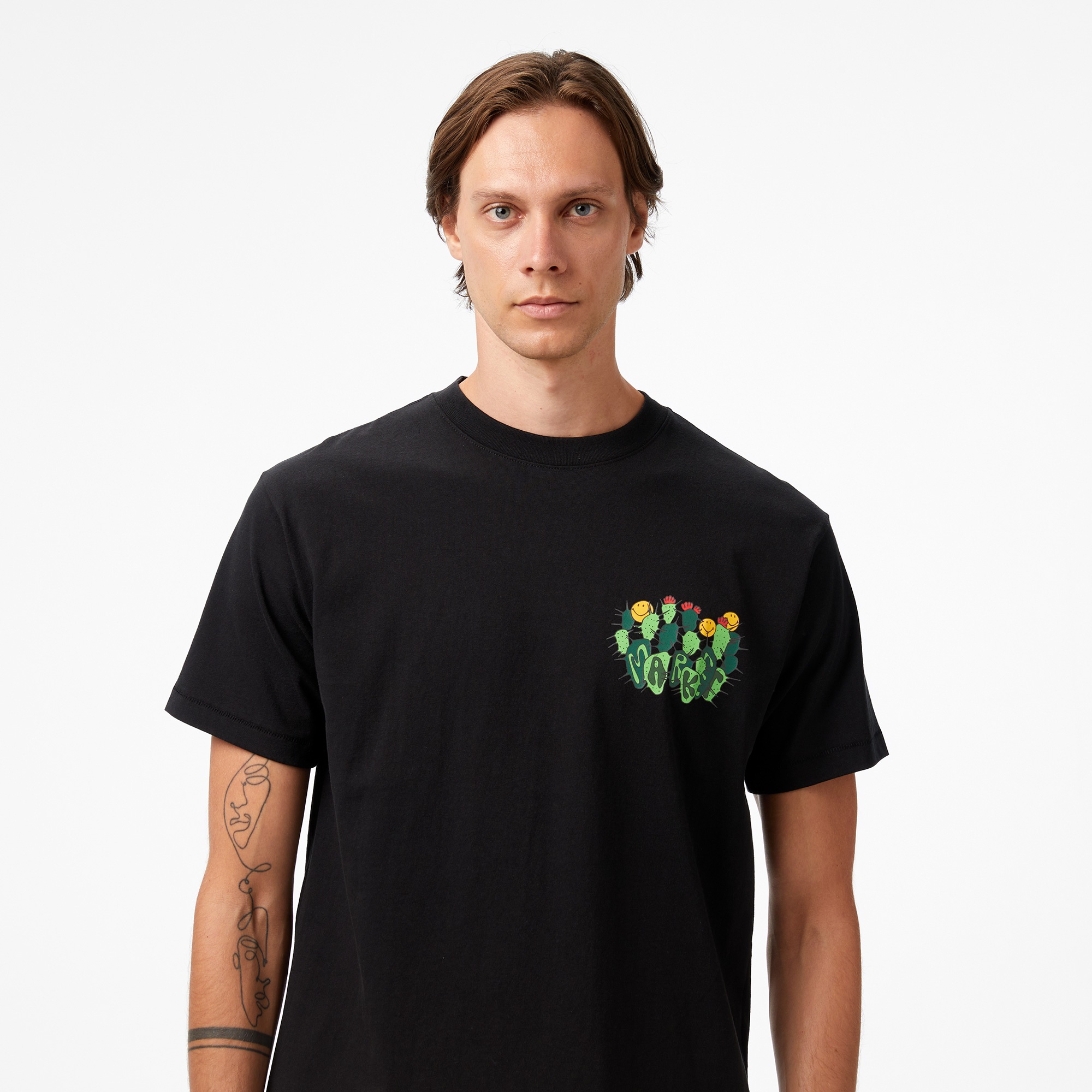 The Market 'Smiley Cactus Cropped' Erkek Siyah T-Shirt
