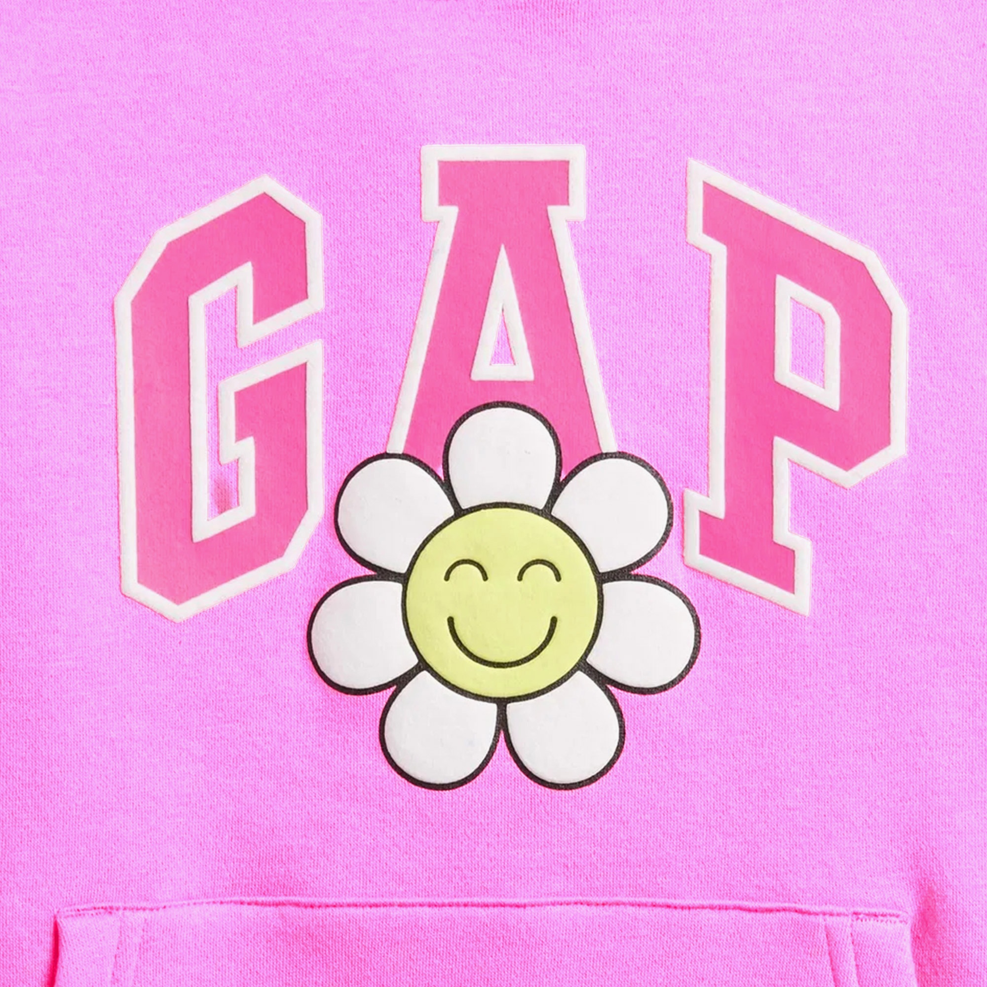 Gap Logo Çiçek Desenli Çocuk Pembe Sweatshirt