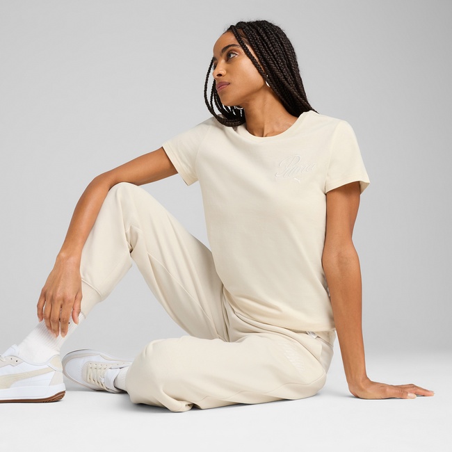  Puma Essentials Script  Kadın Krem T-Shirt