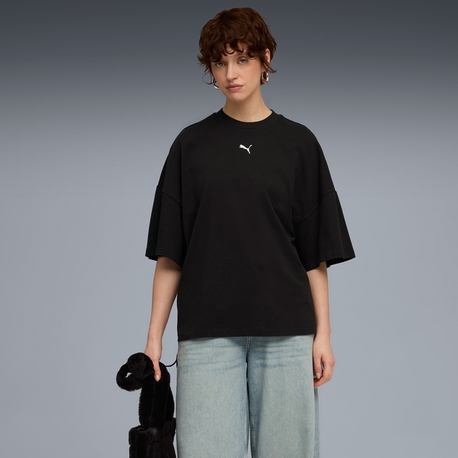  Puma Dare To Oversized Ruched Kadın Siyah T-Shirt