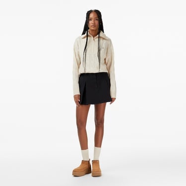  Tommy Hilfiger Soft Wool Cable 1/2 Kadın Bej Yarım Fermuarlı Triko