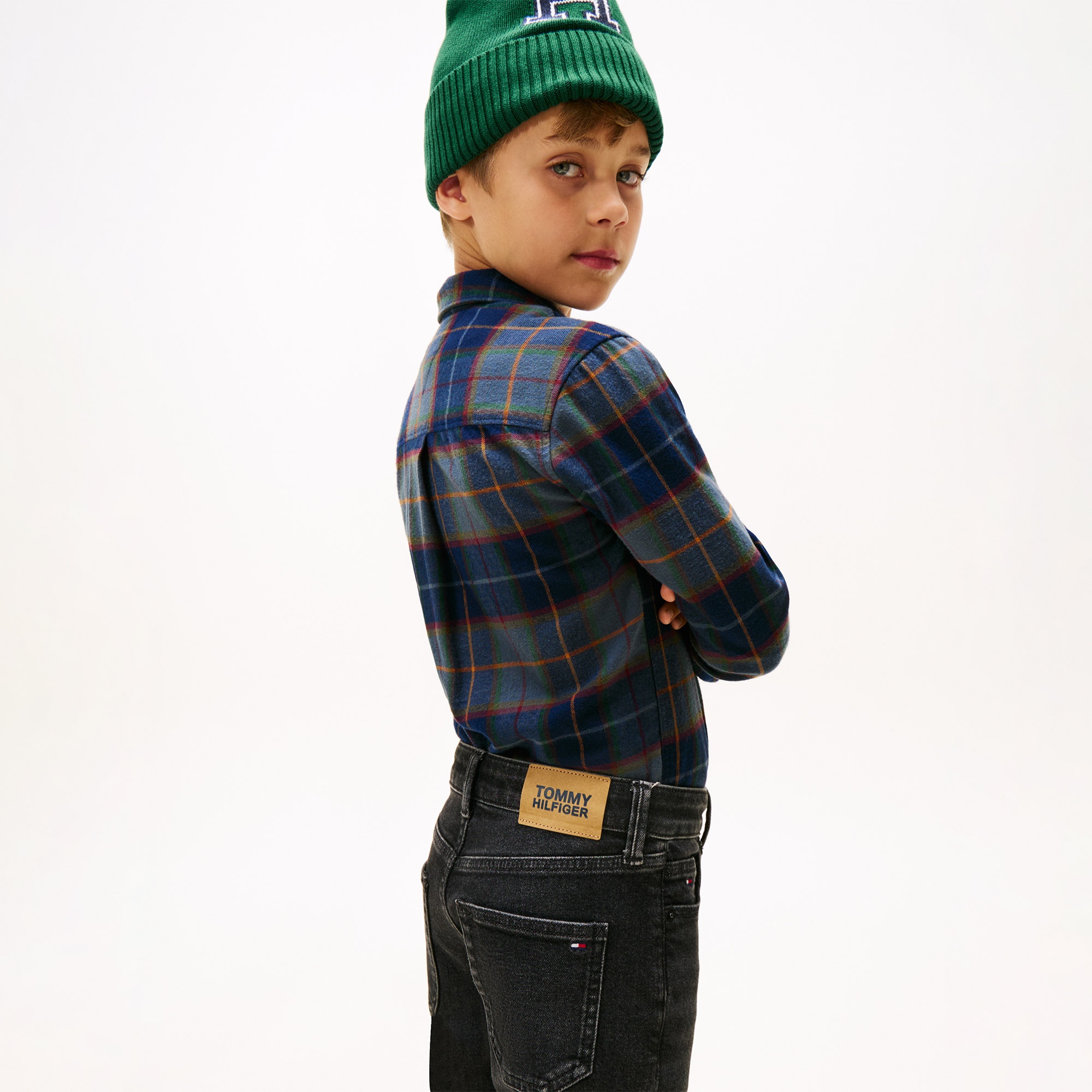 Tommy Hilfiger Modern Washed Denim Çocuk Straight Gri Jean Pantolon