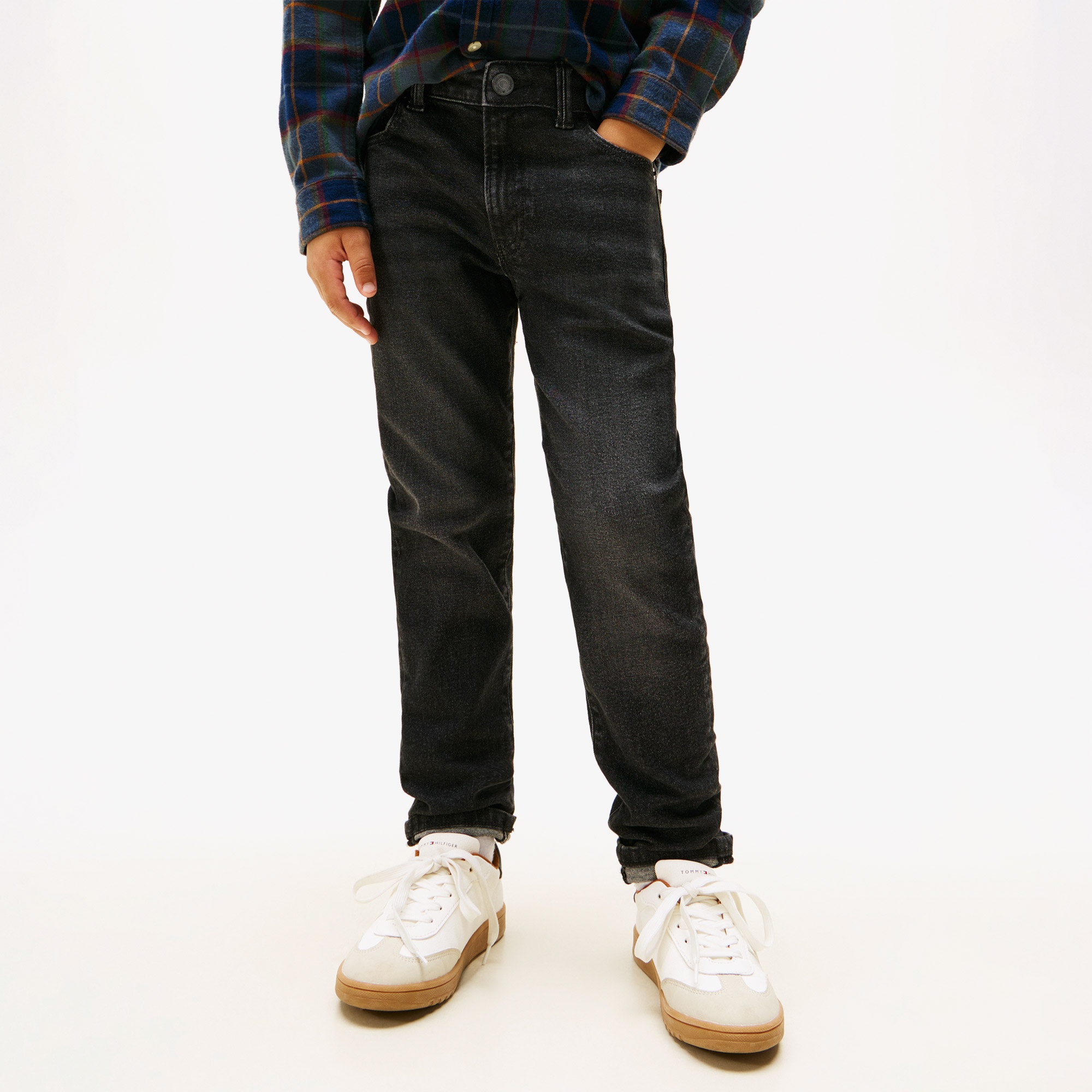 Tommy Hilfiger Modern Washed Denim Çocuk Straight Gri Jean Pantolon