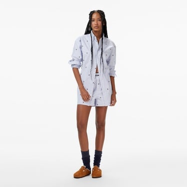  Tommy Hilfiger Embroidered Kadın Mavi Gömlek