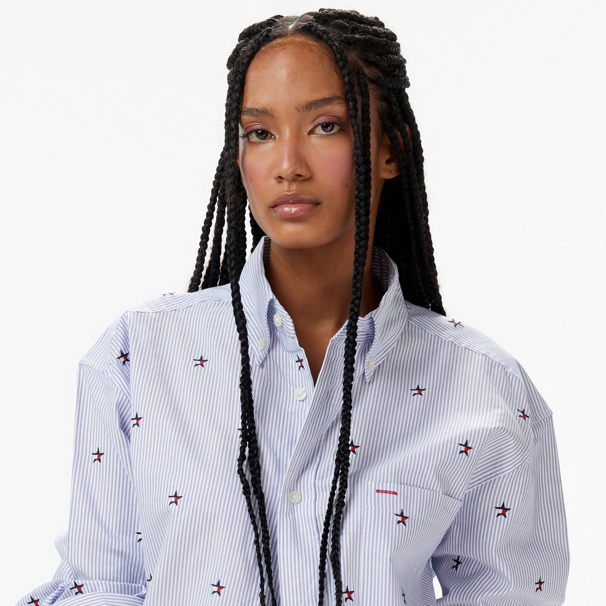 Tommy Hilfiger Embroidered Kadın Mavi Gömlek