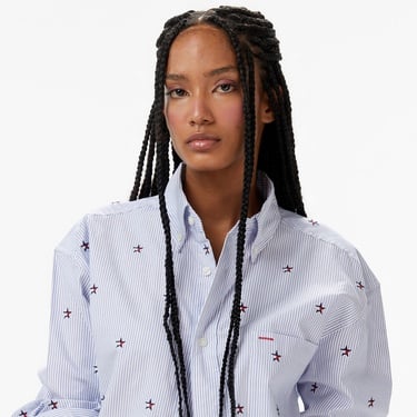  Tommy Hilfiger Embroidered Kadın Mavi Gömlek