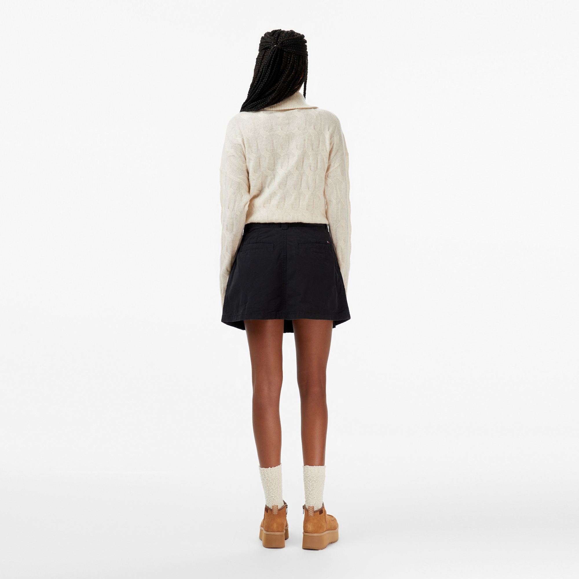 Tommy Jeans Canvas Mini Pleated Kadın Siyah Etek