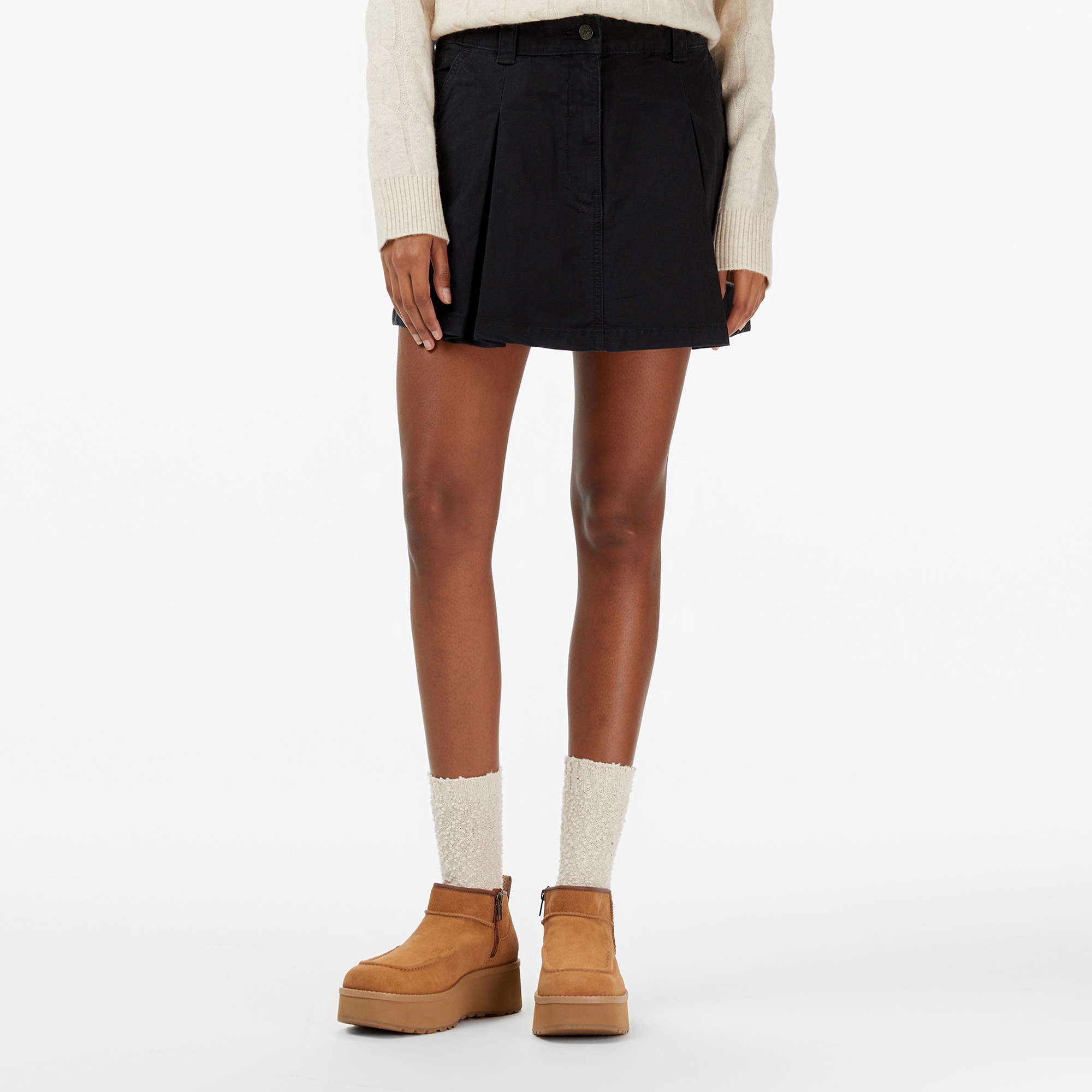 Tommy Jeans Canvas Mini Pleated Kadın Siyah Etek