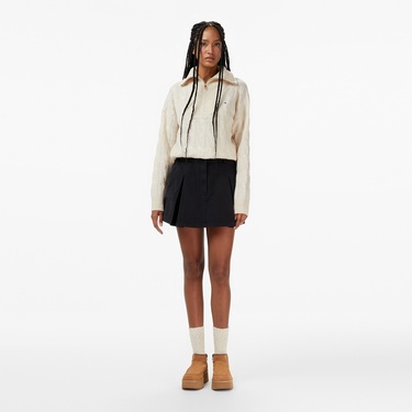  Tommy Jeans Canvas Mini Pleated Kadın Siyah Etek