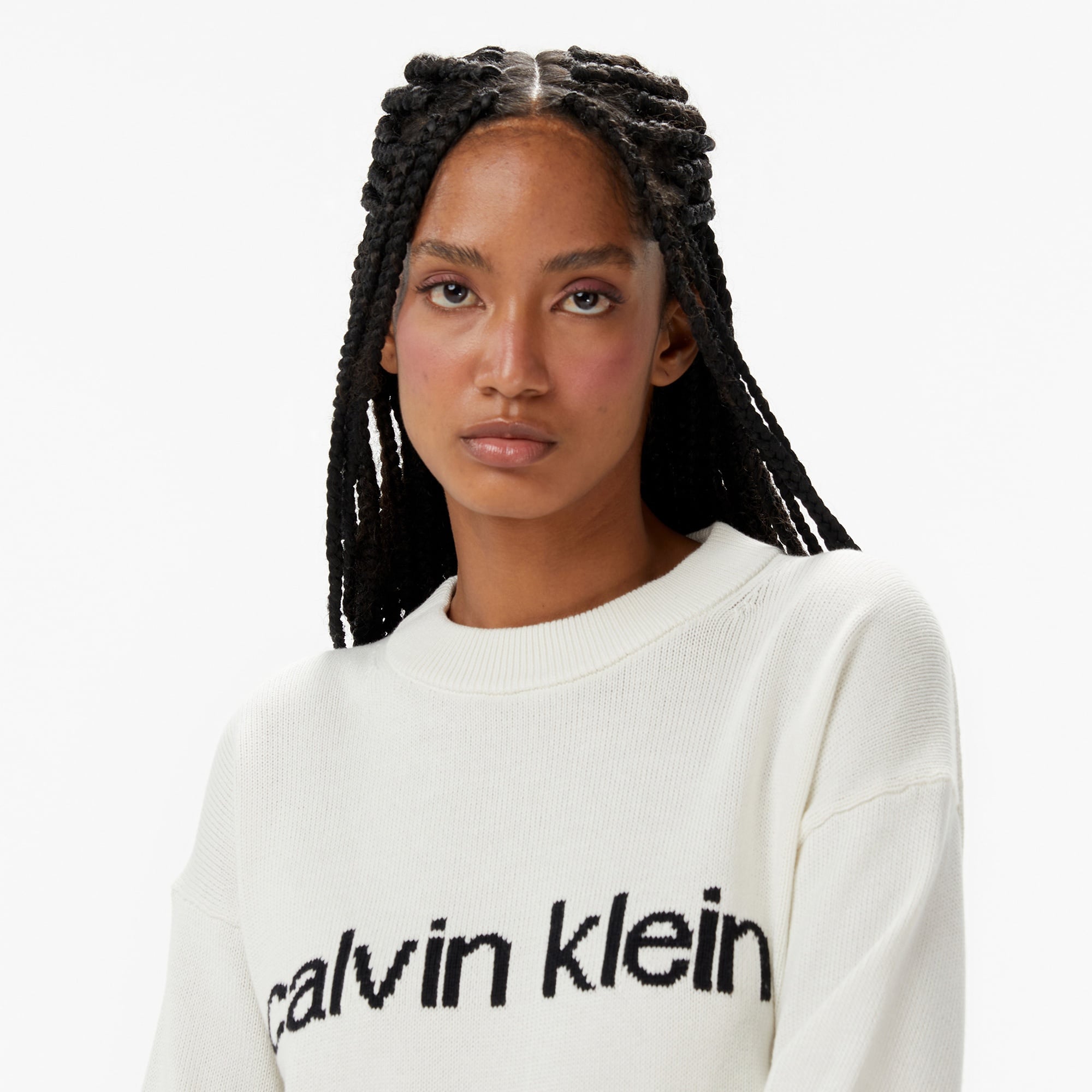 Calvin Klein Graphic Pullover Kadın Beyaz Triko
