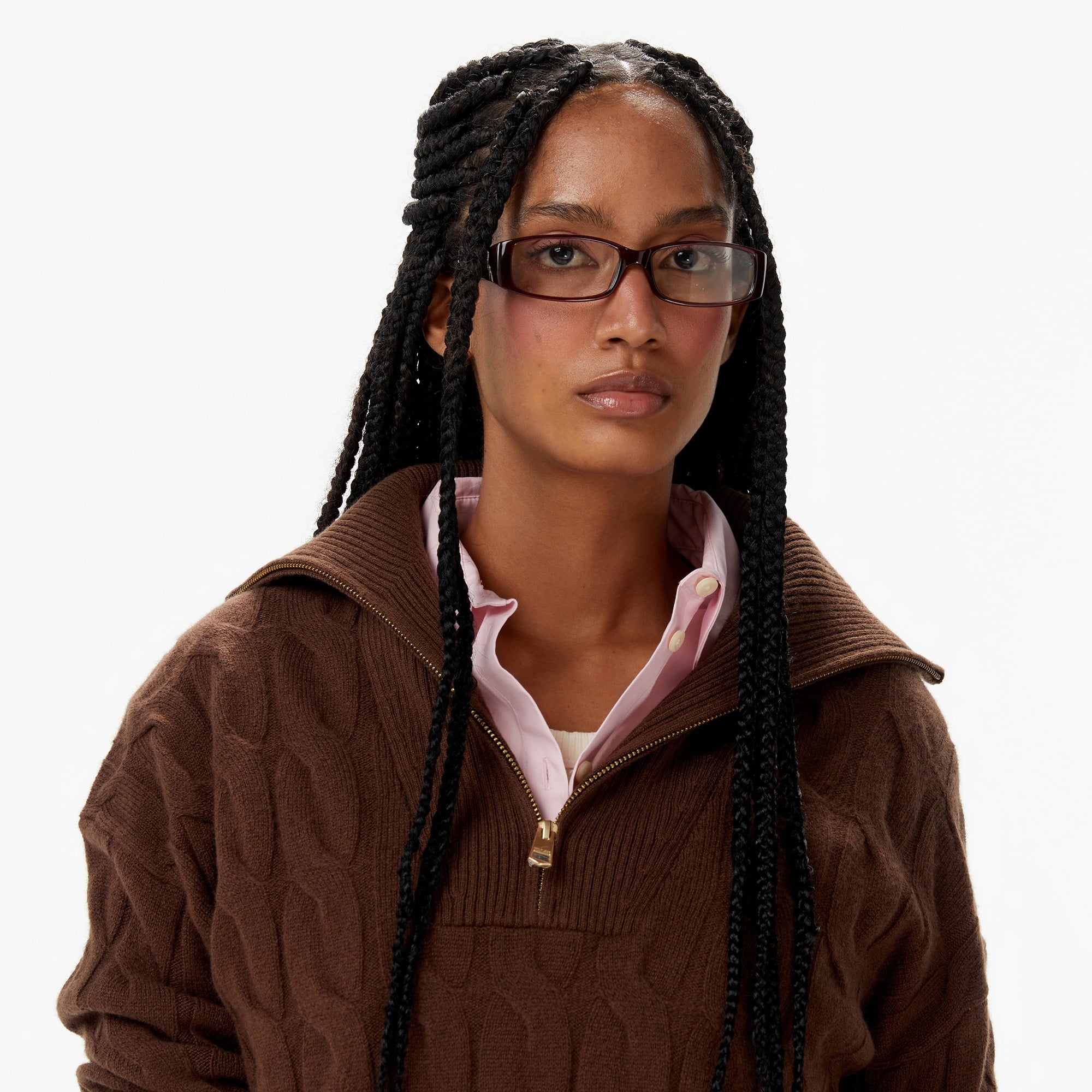 Tommy Hilfiger Soft Wool Cable 1/2 Kadın Kahverengi Hırka