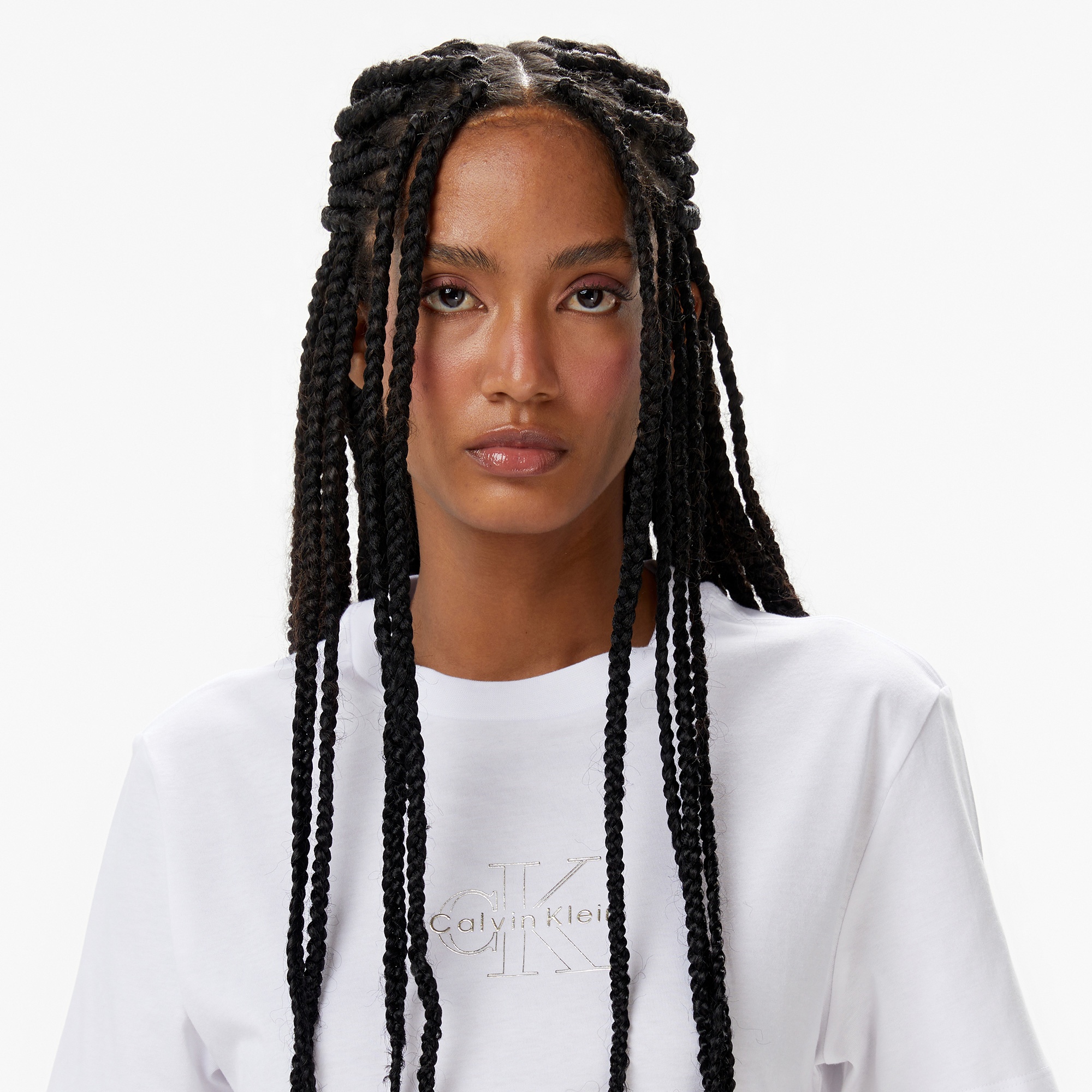 Calvin Klein Classic Foil Monologo Kadın Beyaz T-Shirt