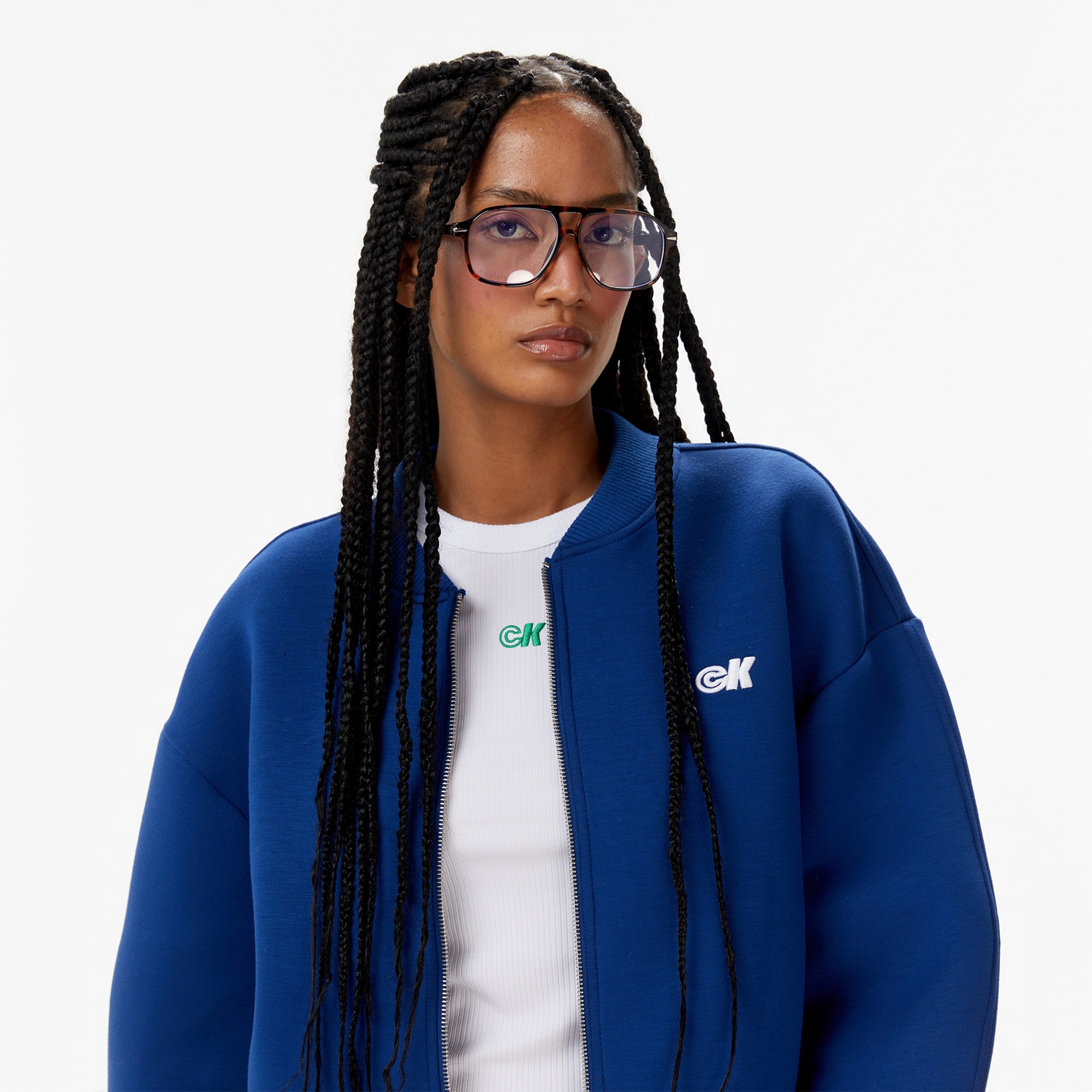 Calvin Klein Oversized Scuba Bomber Kadın Mavi Mont