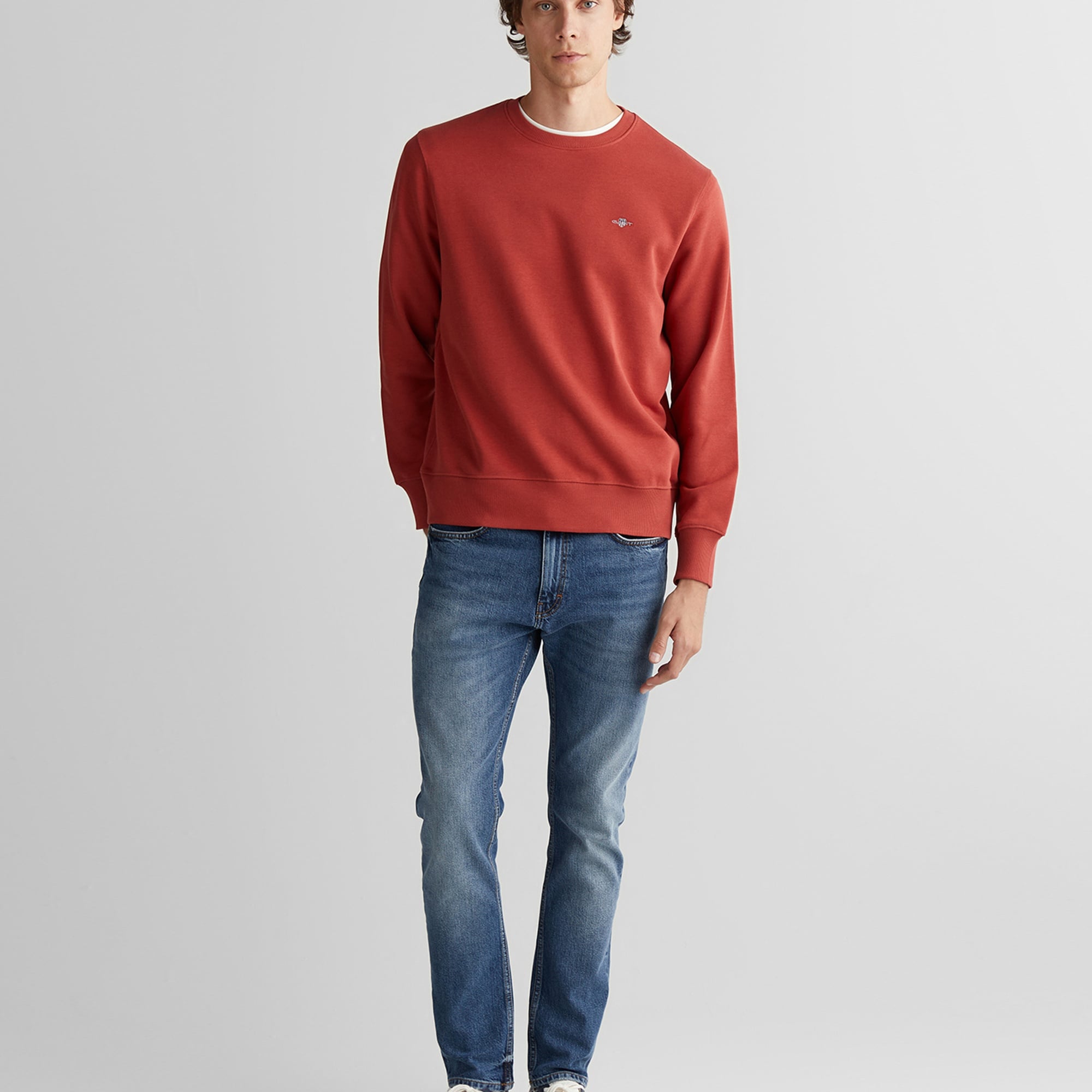 GANT Erkek Kırmızı Regular Fit Bisiklet Yaka Sweatshirt