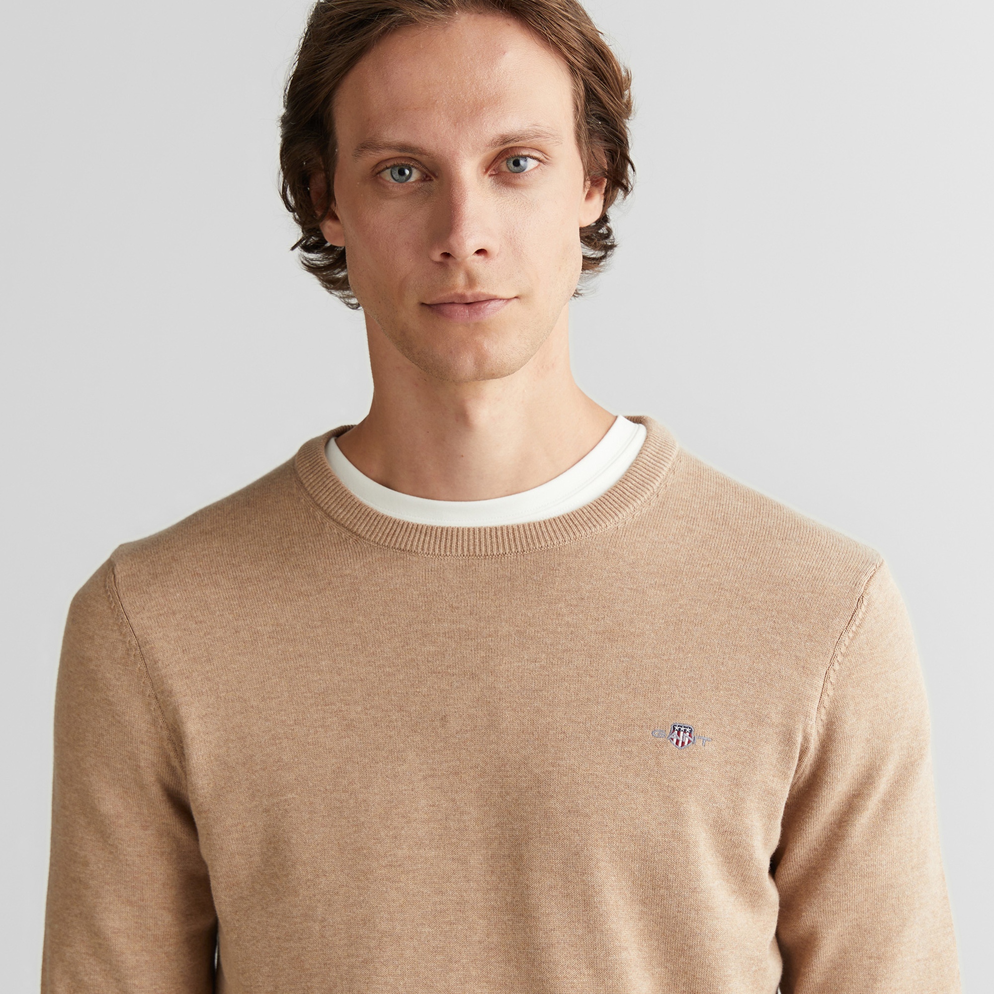 GANT Erkek Bej Regular Fit Bisiklet Yaka Kazak