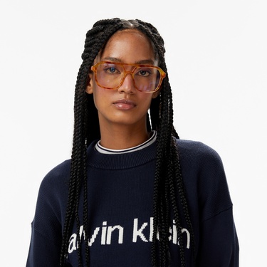  Calvin Klein Graphic Pullover Kadın Mavi Triko