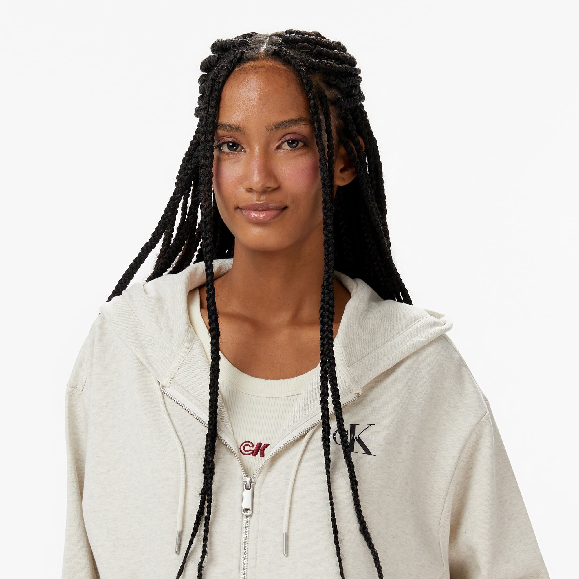 Calvin Klein Monologo French Terry Kadın Gri Sweatshirt