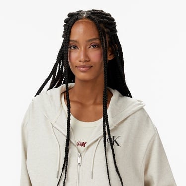  Calvin Klein Monologo French Terry Kadın Gri Sweatshirt