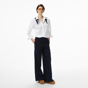  Calvin Klein Stretch Poplin Relaxed Kadın Beyaz Gömlek