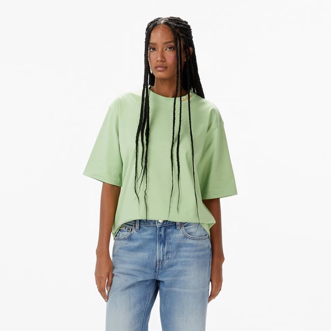  Calvin Klein Cooling Relaxed Kadın Yeşil T-Shirt