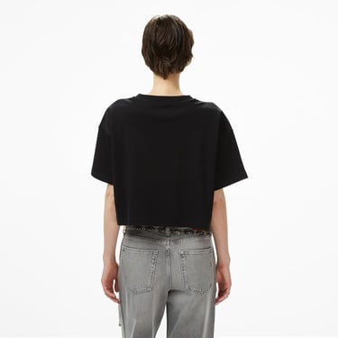  Calvin Klein Boxy Logo Graphic Kadın Siyah T-Shirt