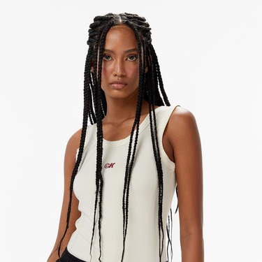  Calvin Klein Modal Tank Essential Kadın Beyaz T-Shirt