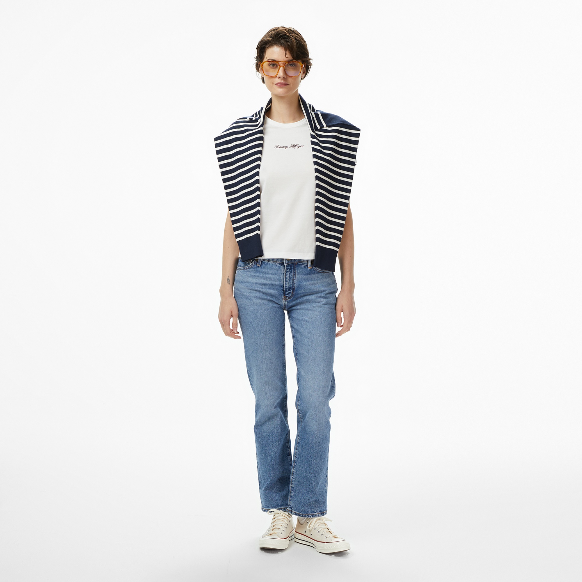 Tommy Hilfiger Classic Script Regular Kadın Beyaz T-Shirt