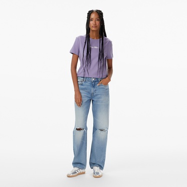  Tommy Hilfiger Classic Script Regular Kadın Mor T-Shirt