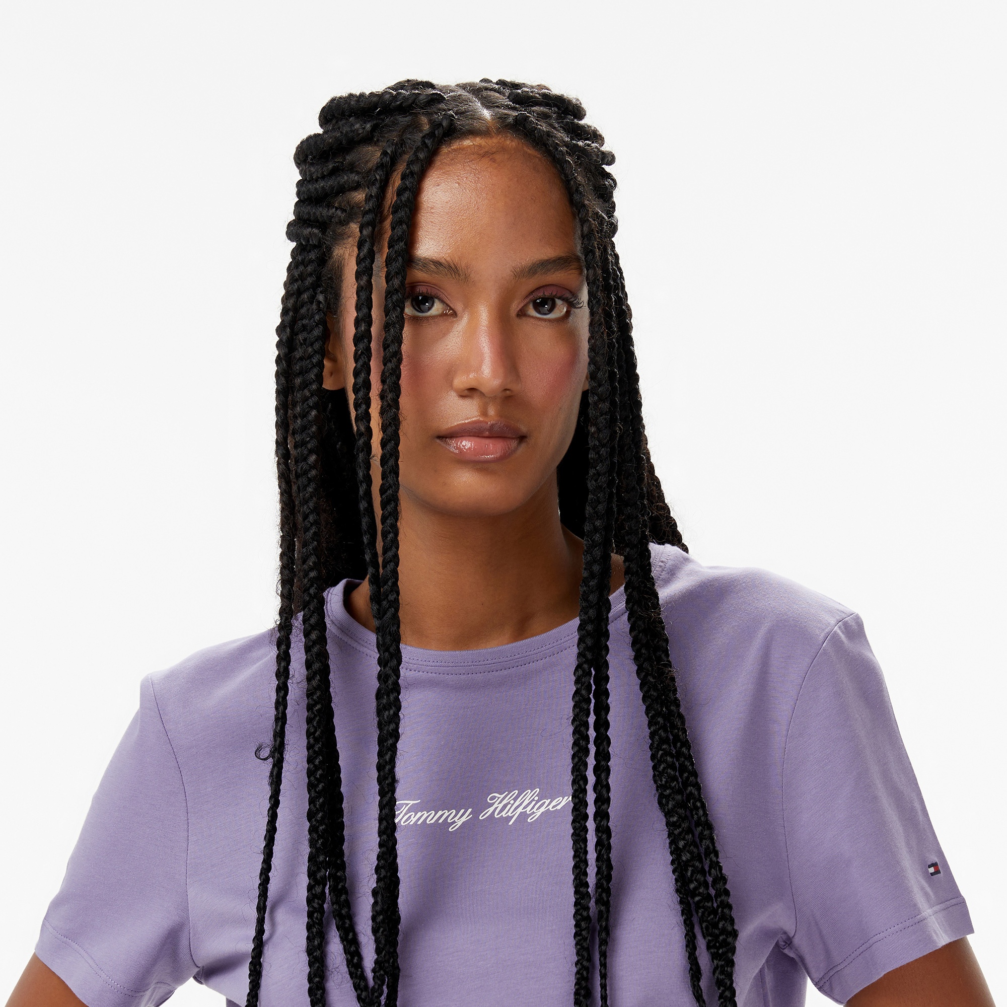 Tommy Hilfiger Classic Script Regular Kadın Mor T-Shirt