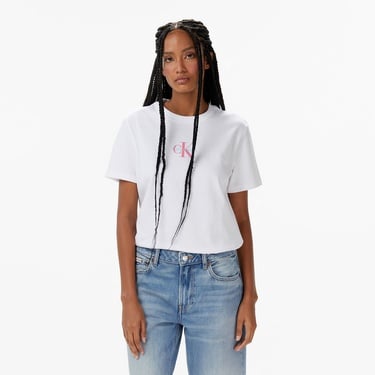  Calvin Klein Classic Logo Kadın Beyaz T-Shirt