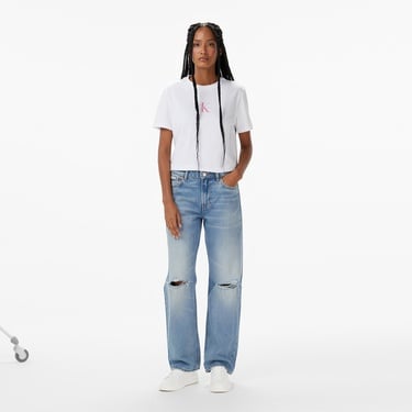  Calvin Klein Classic Logo Kadın Beyaz T-Shirt