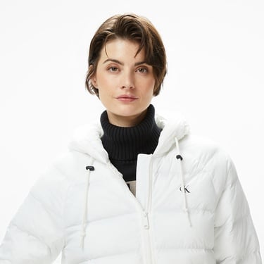  Calvin Klein Lightweight Logo Puffer Kadın Beyaz Ceket