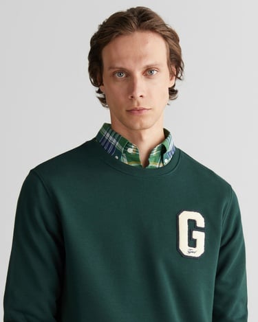  GANT Erkek Yeşil Regular Fit Bisiklet Yaka Logolu Sweatshirt