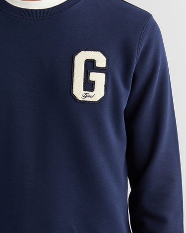 GANT Erkek Lacivert Regular Fit Bisiklet Yaka Logolu Sweatshirt